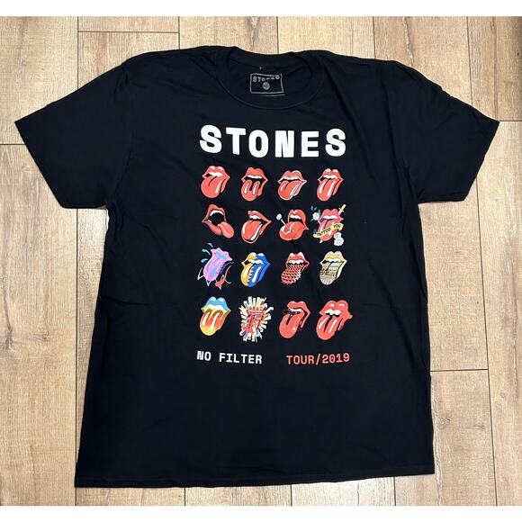 The Rolling Stones 2XL No Filter Tour 2019 Merchandise Black Short Sleeve Tee - Picture 1 of 5
